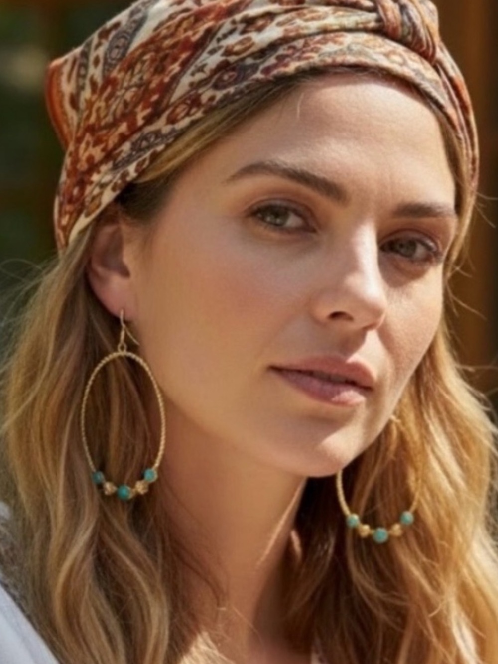 Plunder Design Cara Gold-tone Drop Earrings. Turquoisish Stones. New in gift bag